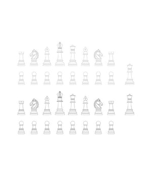 34 Chess Pieces (2 extra queens included)
